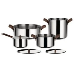 Alessi Edo Cookware Set, 4 Pots With 3 Lids