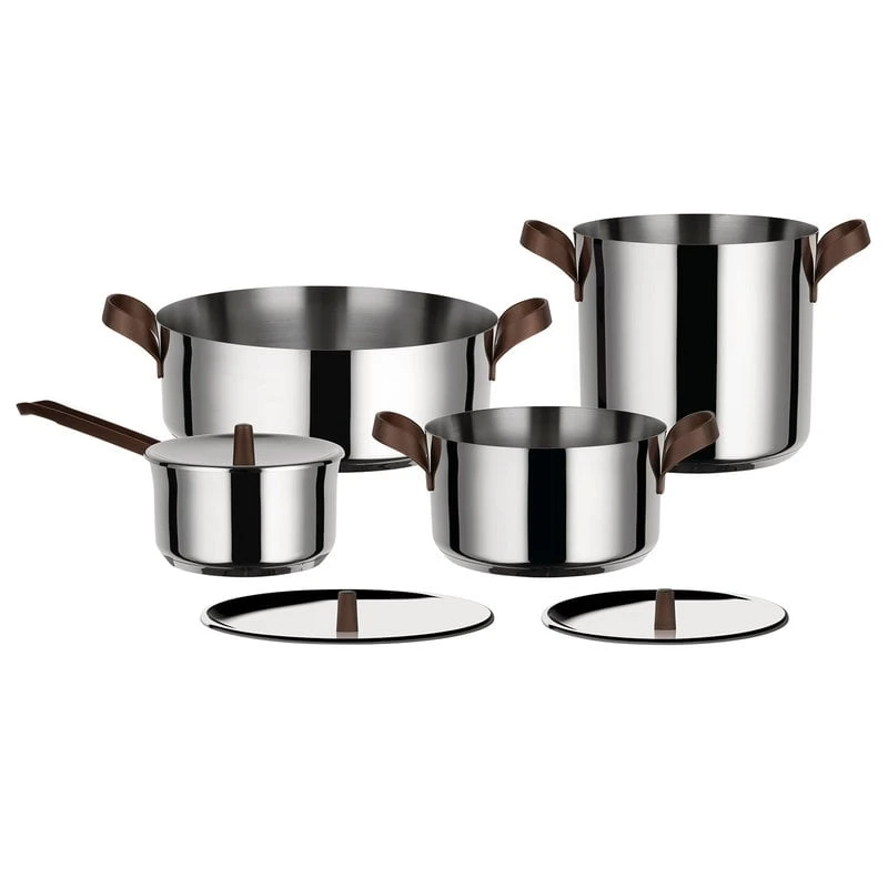 Alessi Edo Cookware Set, 4 Pots With 3 Lids 1 Alessi Edo Cookware Set, 4 Pots With 3 Lids