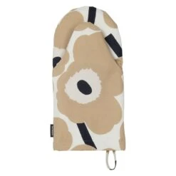 Marimekko Pieni Unikko Oven Mitten, Off White - Beige - Dark Blue