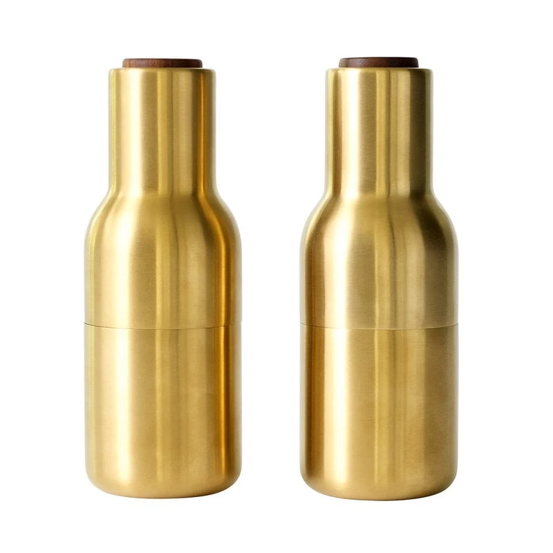 MENU Bottle Grinder, 2 Pcs, Brushed Brass - Walnut 1 MENU Bottle Grinder, 2 Pcs, Brushed Brass - Walnut