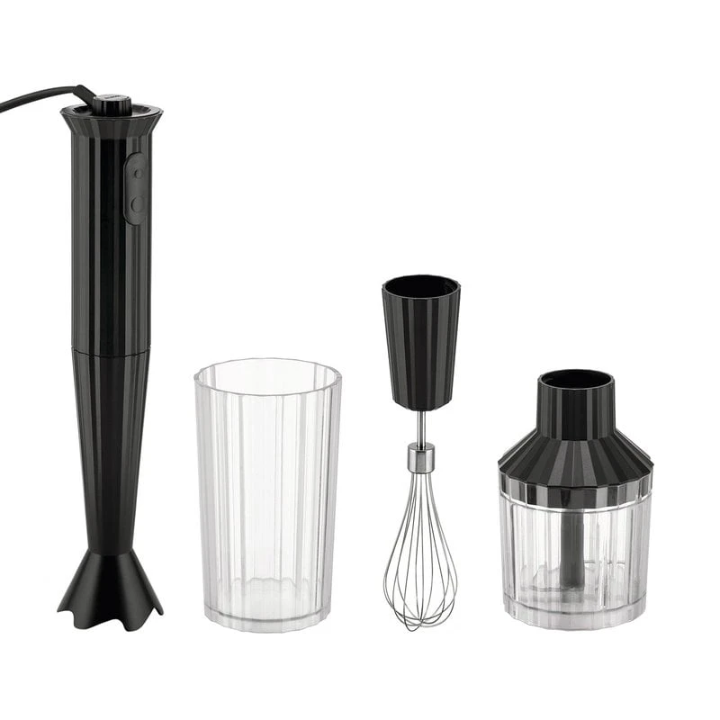 Alessi Plissé Hand Blender With Whisk And Chopper, Black 1 Alessi Plissé Hand Blender With Whisk And Chopper, Black