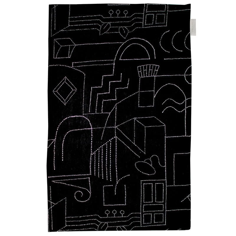 Saana Ja Olli Unien Talo Tea Towel/placemat, Black 1 Saana Ja Olli Unien Talo Tea Towel/placemat, Black