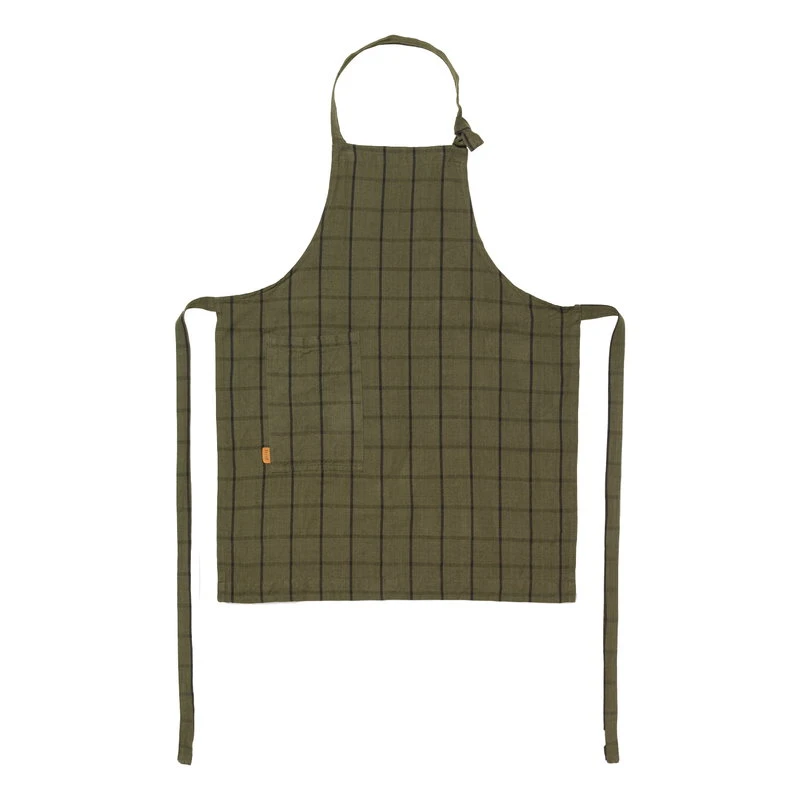 Ferm LIVING Hale Kids Apron, Green - Black 1 Ferm LIVING Hale Kids Apron, Green - Black
