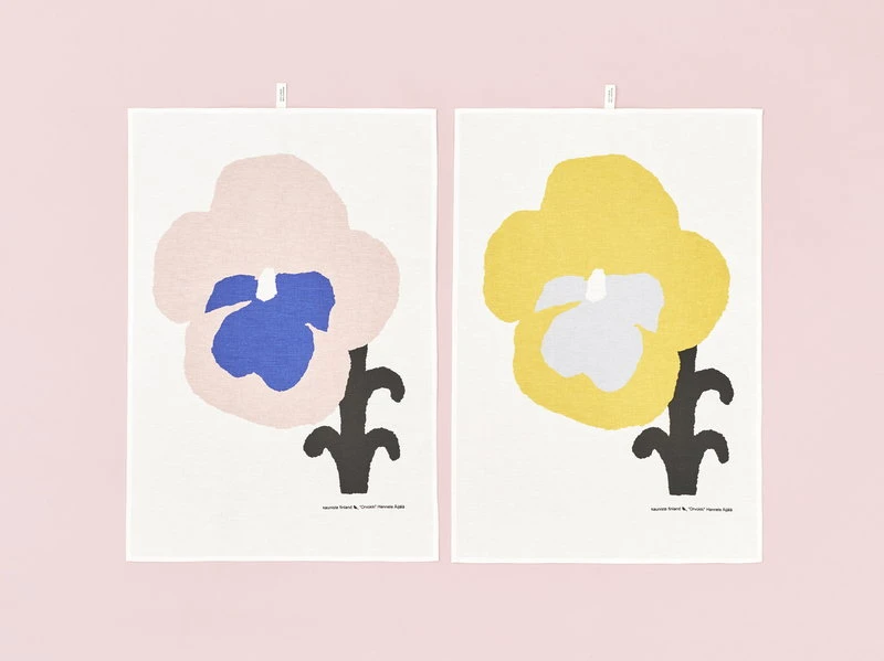 Kauniste Orvokki Tea Towel, Yellow 4 Kauniste Orvokki Tea Towel, Yellow - Image 4