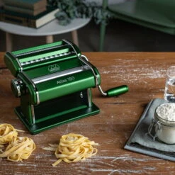Marcato Atlas 150 Pasta Maker, Green -Kitchen Utensils Shop marcato atlas green pasta maker in use borough kitchen ba7f70d7 de32 4ae0 b38d 184b204680fe 1296x